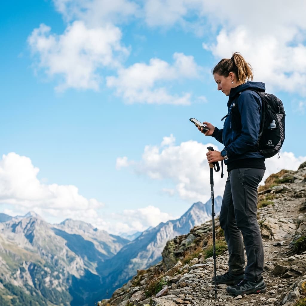 Randonneuse sur un sentier en montagne