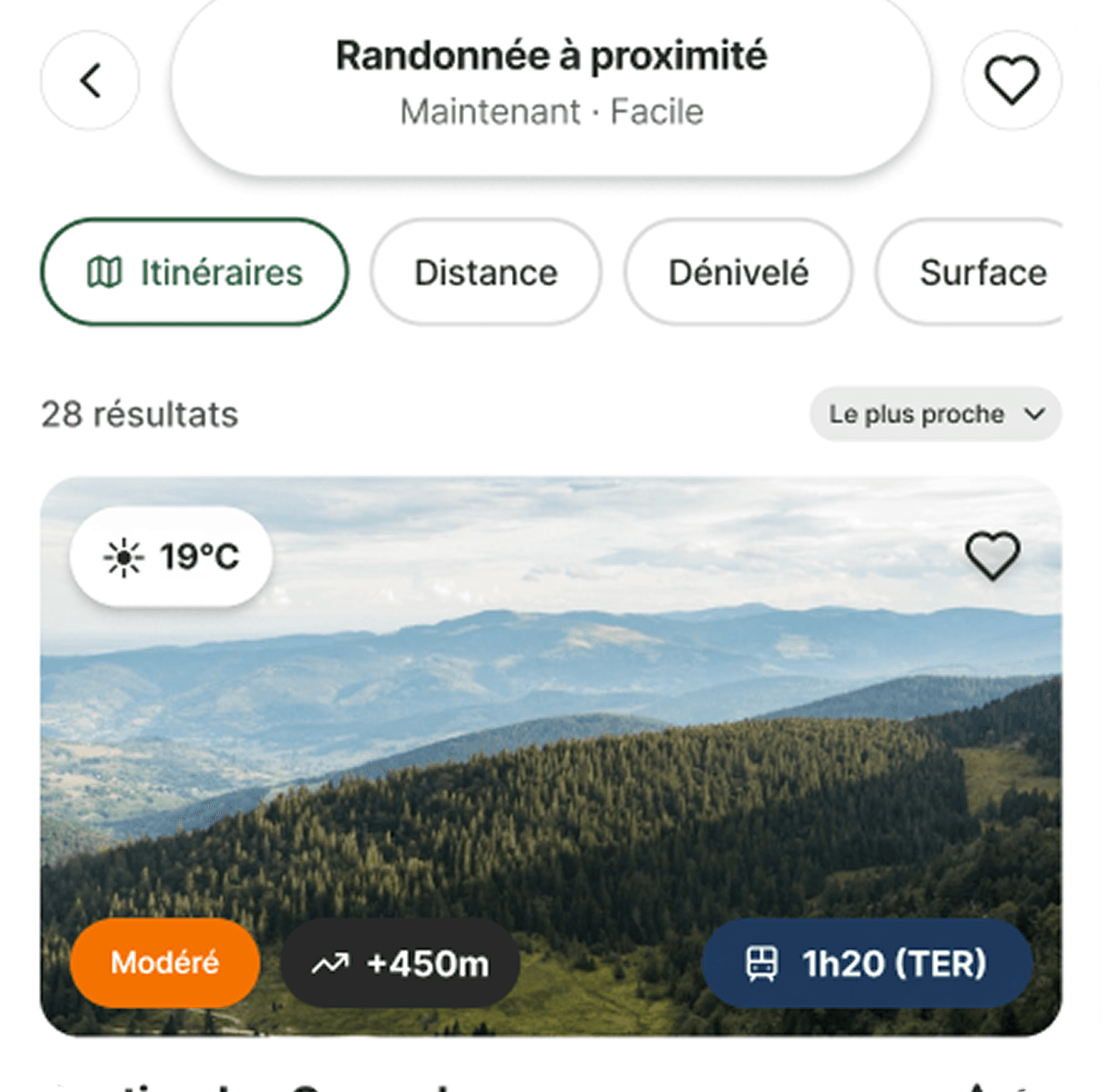 Écran Névé — Choisis ta randonnée